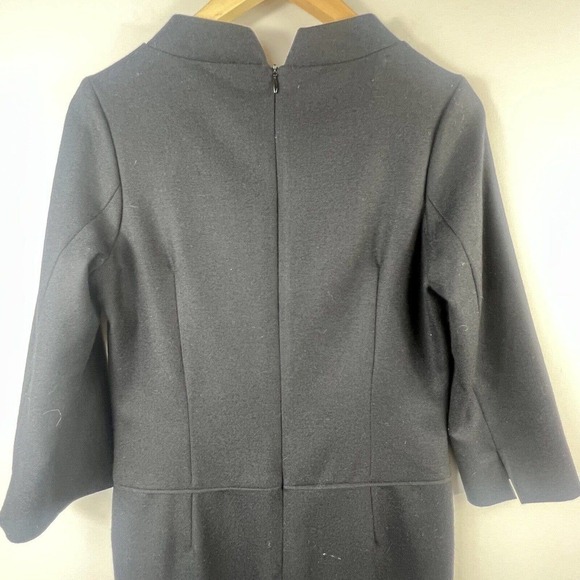 Pendleton Black Sheath Dress Size 4 3/4 sleeves Virgin Wool Midi - Picture 7 of 12